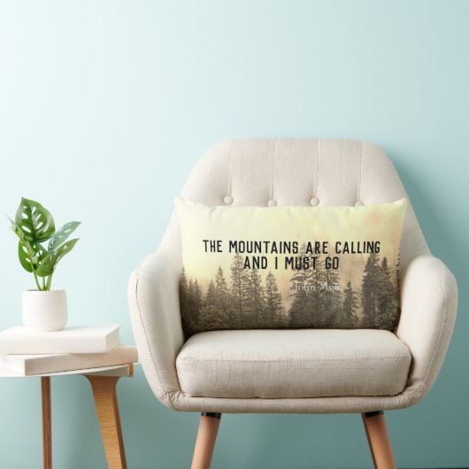 ミュア引用文装飾用クッションマウンテンランドスケープアート ランバークッション (椅子)
