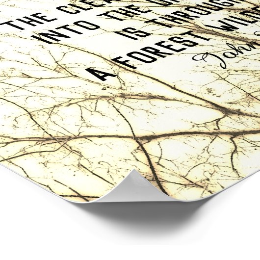 ミュア自然引用文セピア樹木写真アート ポスター (角)