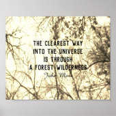 ミュア自然引用文セピア樹木写真アート ポスター (正面)