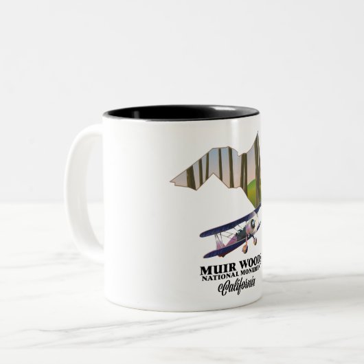 ミュア・ウッズ国定記念碑の地図の旅行ポスター。 ツートーンマグカップ (正面左)