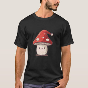 ミュシャおもしろいロのクリスマスハットで微笑む真菌 Tシャツ