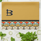 ミュシャと崖 – モノグラムの キッチンタオル (折り畳み)