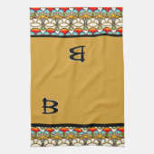 ミュシャと崖 – モノグラムの キッチンタオル (縦)