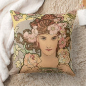 ミュシャによるバラ クッション (ブランケット)
