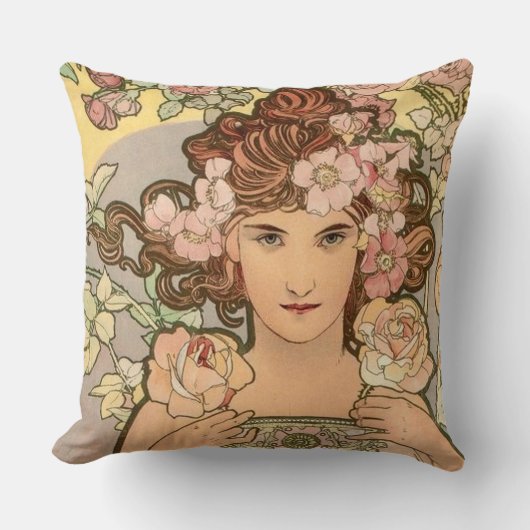 ミュシャによるバラ クッション (正面)