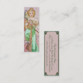 ミュシャのアールヌーボーの春のしおりの名刺 スキニー名刺 (正面/裏面)