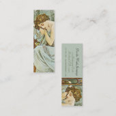 ミュシャのアールヌーボーの細いしおりの名刺 スキニー名刺 (正面/裏面)