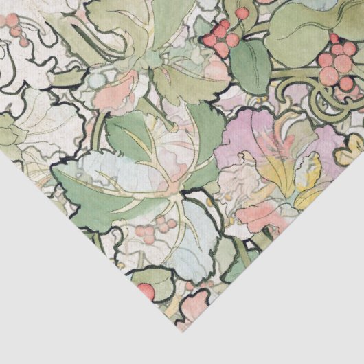 ミュシャのアールヌーボーのHollyhockによってはティッシュペーパーが開花します 薄葉紙 (詳細)