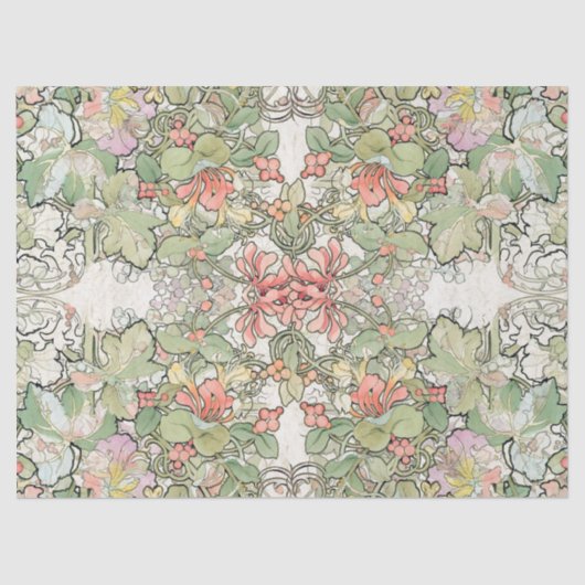 ミュシャのアールヌーボーのHollyhockによってはティッシュペーパーが開花します 薄葉紙 (正面)