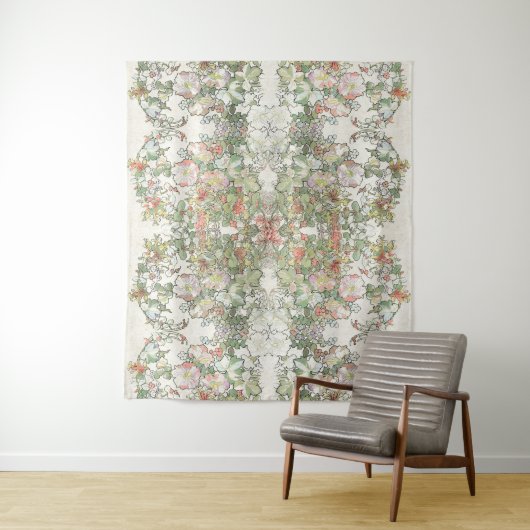 ミュシャのアールヌーボーのHollyhockによっては壁のタペストリーが開花します タペストリー (インサイチュ)