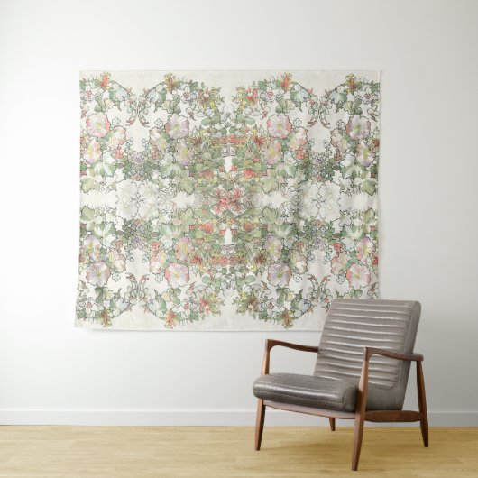 ミュシャのアールヌーボーのHollyhockによっては壁のタペストリーが開花します タペストリー (インサイチュ(横))