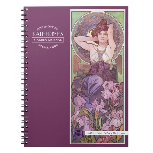 ミュシャのプレゾウスストーンズアメジストパープル2 ノートブック (正面)