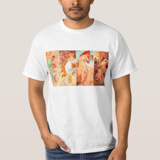 ミュシャのヴィンテージのTシャツによる季節 Tシャツ (正面)