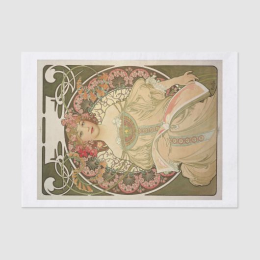 ミュシャの美しい女性のデコパージュ 薄葉紙 (正面)