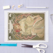 ミュシャの美しい女性のデコパージュ 薄葉紙 (クラフト)