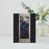 ミュシャアートデコナイトスターブラックドレスウーマン ポストカード (スタンド正面)