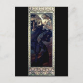 ミュシャアートデコナイトスターブラックドレスウーマン ポストカード (正面)