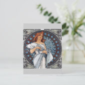 ミュシャアート白いドレス女のスプーン杯 ポストカード (スタンド正面)