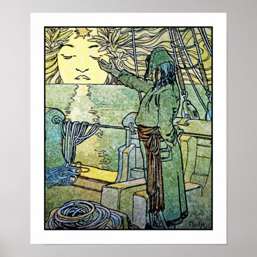 ミュシャアールヌーボーのポスター:太陽の女神 ポスター (正面)