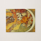 ミュシャアールヌーボーのユリ付き女性 ジグソーパズル (横)