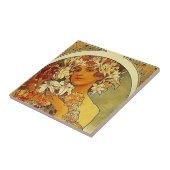 ミュシャアールヌーボーのユリ付き女性 タイル (側面)