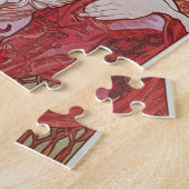 ミュシャアールヌーボーヴィンテージレッドエレガントルビーレディ ジグソーパズル (側面)