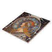 ミュシャアールヌーボー女性ヴィンテージフランスの〔占星術の〕十二宮図ポスト タイル (側面)