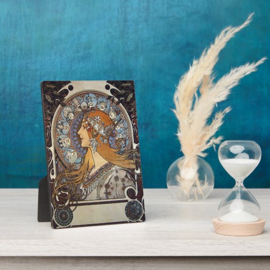 ミュシャアールヌーボー女性ヴィンテージフランスの〔占星術の〕十二宮図ポスト フォトプラーク (側面)