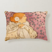 ミュシャアールヌーボー女性美しい アクセントクッション (正面)