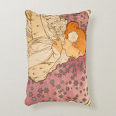 ミュシャアールヌーボー女性美しい アクセントクッション (正面(垂直))