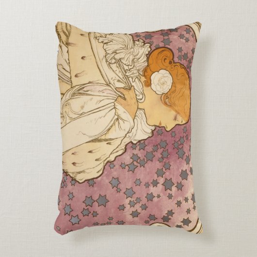 ミュシャアールヌーボー女性美しい アクセントクッション (正面(垂直))