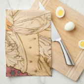 ミュシャアールヌーボー女性美しい キッチンタオル (四つ折り)