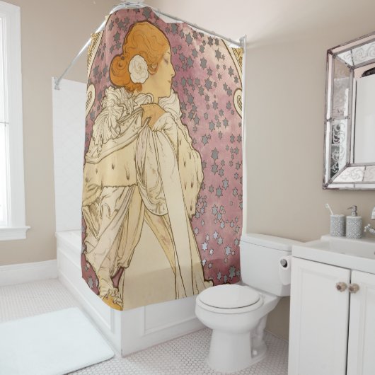 ミュシャアールヌーボー女性美しい シャワーカーテン (インサイチュ)