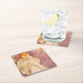 ミュシャアールヌーボー女性美しい スクエアペーパーコースター (インサイチュ)