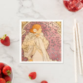 ミュシャアールヌーボー女性美しい スタンダードカクテルナプキン (インサイチュ)