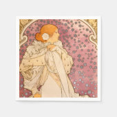 ミュシャアールヌーボー女性美しい スタンダードカクテルナプキン (正面)