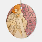 ミュシャアールヌーボー女性美しい セラミックオーナメント (左)