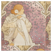 ミュシャアールヌーボー女性美しい ファブリック (クローズアップ)