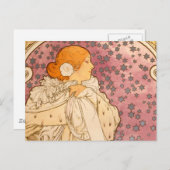 ミュシャアールヌーボー女性美しい ポストカード (正面/裏面)