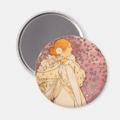 ミュシャアールヌーボー女性美しい マグネット (正面/裏面)