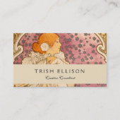 ミュシャアールヌーボー女性美しい 名刺 (正面)