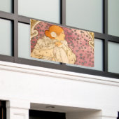 ミュシャアールヌーボー女性美しい 横断幕 (ビルの外側)