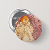 ミュシャアールヌーボー女性美しい 缶バッジ (正面&裏面)