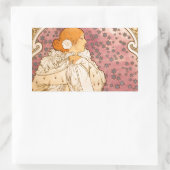 ミュシャアールヌーボー女性美しい 長方形シール (バッグ)