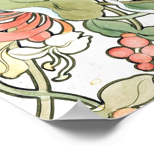 ミュシャアールヌーボー葵フラワーズポスター ポスター (角)