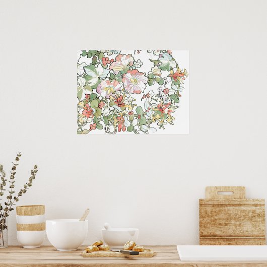 ミュシャアールヌーボー葵フラワーズポスター ポスター (キッチン)