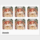 ミュシャアールヌーボー蔵書票シール スクエアシール (シート)