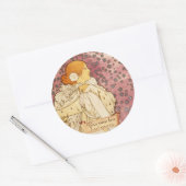 ミュシャアールヌーボー蔵書票シール ラウンドシール (封筒)