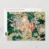 ミュシャアールヌーボー:デイジー付き女性 ポストカード (正面/裏面)