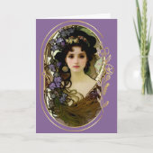 ミュシャエレガントスタイルポートレートの美しい女性 カード (正面)